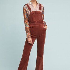 Anthropologie Pilcro and the Letterpress Women's 31 Corduroy Flare Overalls Rust